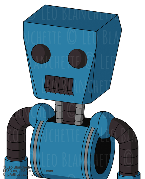 Blue Automaton With Box Head And Dark Tooth Mouth And Two Eyes #21747