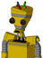 Yellow Droid With Vase Head And Sad Mouth And Red Eyed And Wire Hair