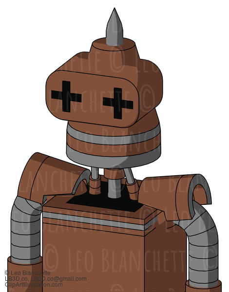 Brown Mech With Cone Head And Plus Sign Eyes And Spike Tip #21757