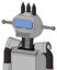 White Automaton With Rounded Head And Square Mouth And Large Blue Visor Eye And Three Dark Spikes