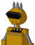 Yellow Droid With Rounded Head And Speakers Mouth And Black Visor Eye And Three Spiked