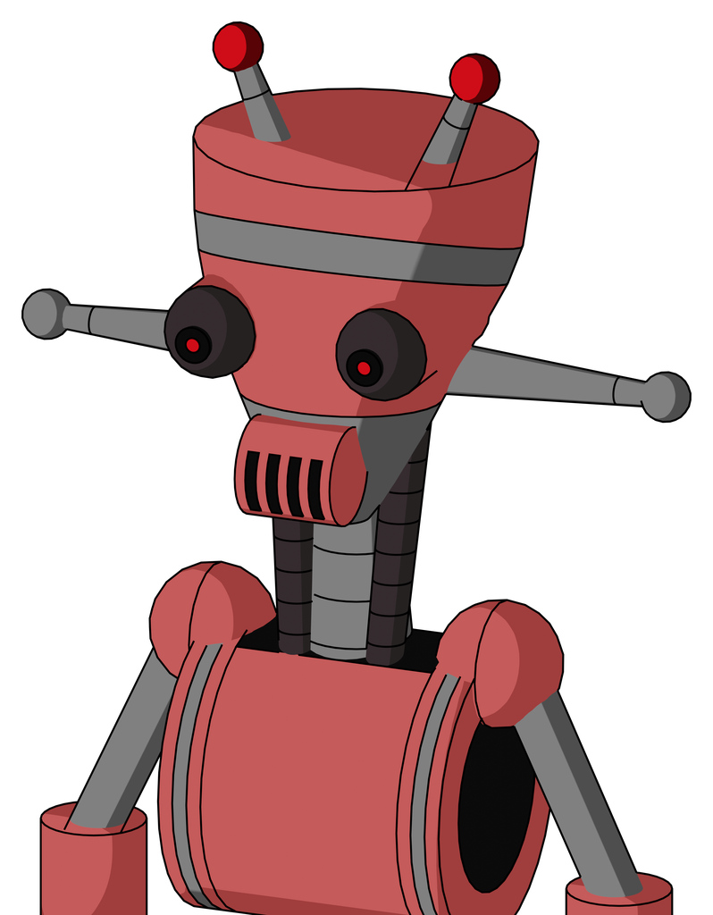 Pinkish Mech With Vase Head And Speakers Mouth And Red Eyed And Double Led Antenna