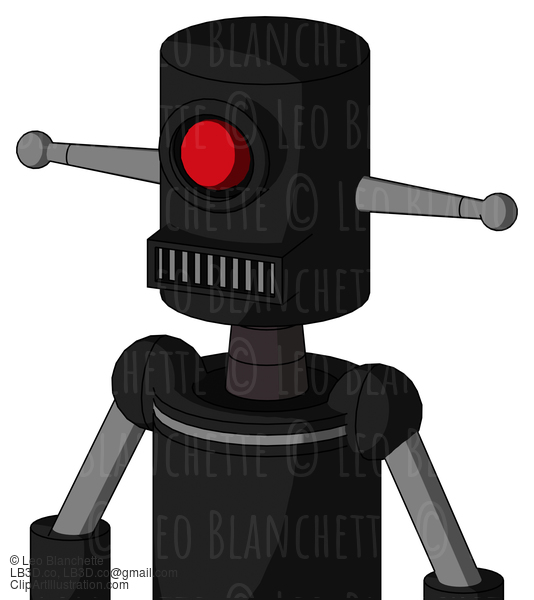 Black Automaton With Cylinder Head And Square Mouth And Cyclops Eye #21773