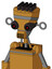 Yellowish Droid With Vase Head And Speakers Mouth And Black Glowing Red Eyes And Pipe Hair
