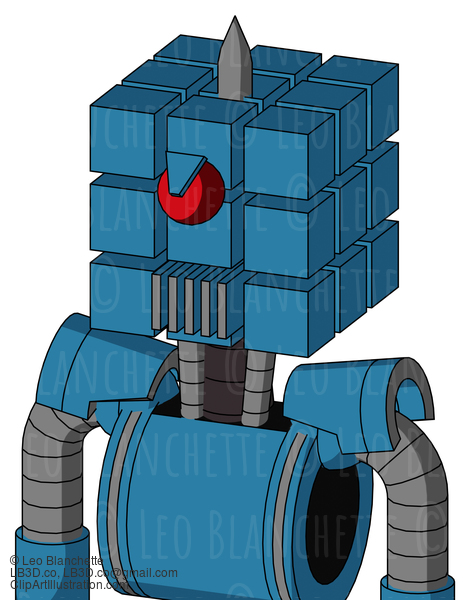 Blue Automaton With Cube Head And Vent Mouth And Angry Cyclops And Spike Tip #21783