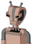 Light-Peach Mech With Droid Head And Toothy Mouth And Angry Eyes And Double Antenna