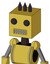 Yellow Droid With Box Head And Square Mouth And Two Eyes And Three Dark Spikes