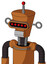 Orange Robot With Cylinder-Conic Head And Teeth Mouth And Visor Eye And Single Led Antenna