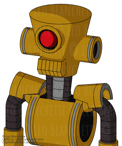 Dark-Yellow Automaton With Cylinder-Conic Head And Toothy Mouth And Cyclops Eye #21804