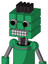 Green Automaton With Cube Head And Keyboard Mouth And Two Eyes And Pipe Hair