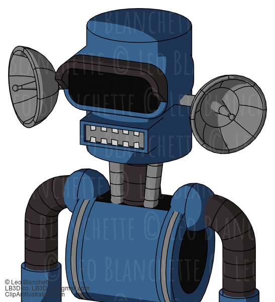 Blue Robot With Cylinder Head And Square Mouth And Black Visor Eye #21814