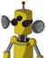 Yellow Droid With Cylinder Head And Three-Eyed And Single Led Antenna