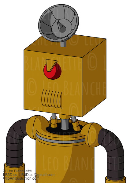 Dark-Yellow Automaton With Box Head And Speakers Mouth And Angry Cyclops And Radar Dish Hat #21818