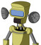 Yellow Robot With Cylinder-Conic Head And Dark Tooth Mouth And Large Blue Visor Eye
