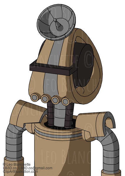 Cardboard Robot With Droid Head And Pipes Mouth And Black Visor Cyclops And Radar Dish Hat #21832