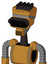 Yellowish Droid With Vase Head And Speakers Mouth And Black Visor Eye And Pipe Hair