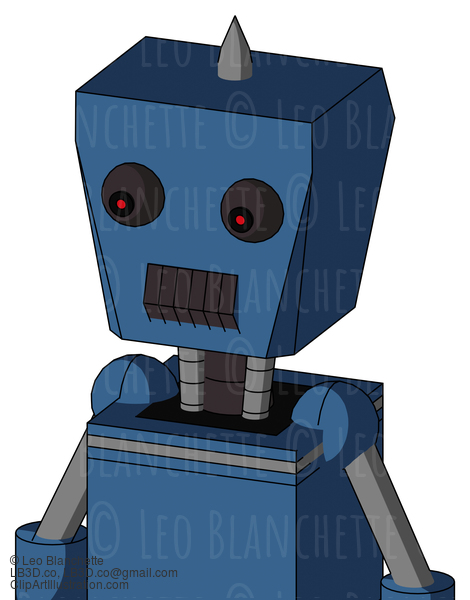 Blue Robot With Box Head And Dark Tooth Mouth And Red Eyed And Spike Tip #21837