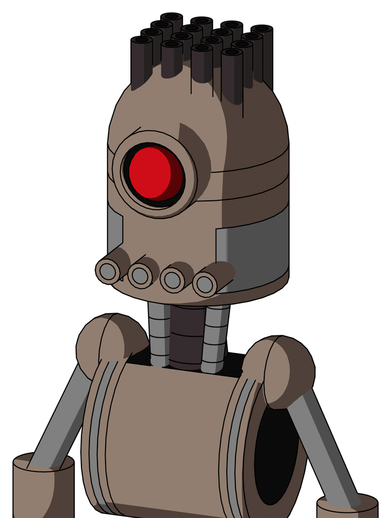 Gray Robot With Dome Head And Pipes Mouth And Cyclops Eye And Pipe Hair