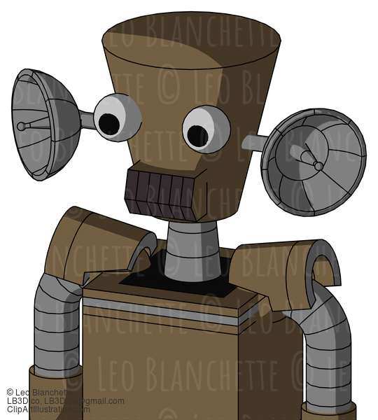 Cardboard Robot With Cylinder-Conic Head And Dark Tooth Mouth And Two Eyes #21856