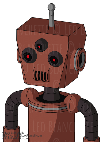 Brown Droid With Box Head And Speakers Mouth And Three-Eyed And Single Antenna #21868