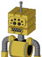 Yellow Droid With Cube Head And Square Mouth And Bug Eyes And Single Antenna