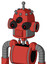 Tomato-Red Droid With Dome Head And Speakers Mouth And Three-Eyed And Single Antenna