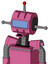 Pink Robot With Multi-Toroid Head And Sad Mouth And Large Blue Visor Eye And Single Led Antenna
