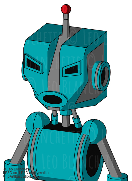 Blue Robot With Mechanical Head And Round Mouth And Angry Eyes And Single Led Antenna #21895