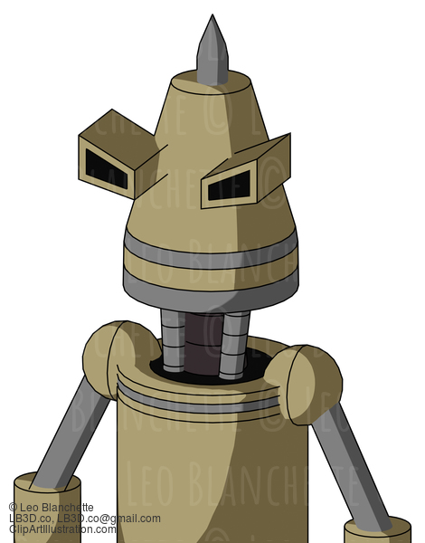 Army-Tan Automaton With Cone Head And Angry Eyes And Spike Tip #21896