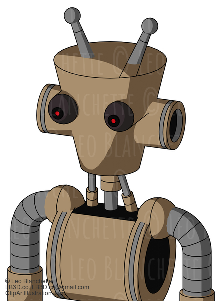 Cardboard Robot With Cylinder-Conic Head And Red Eyed And Double Antenna #21899