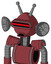 Red Mech With Rounded Head And Sad Mouth And Visor Eye And Double Antenna