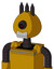 Yellow Droid With Rounded Head And Teeth Mouth And Black Cyclops Eye And Three Dark Spikes