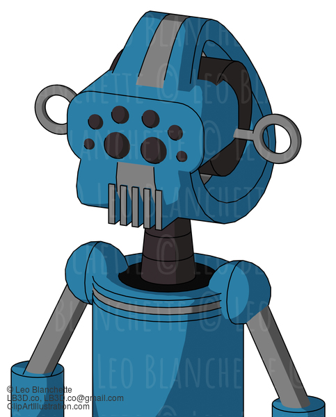 Blue Automaton With Droid Head And Vent Mouth And Bug Eyes #21908