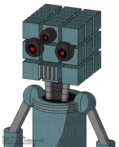 Blue Mech With Cube Head And Vent Mouth And Three-Eyed #21913