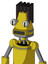 Yellow Droid With Cone Head And Square Mouth And Two Eyes And Pipe Hair