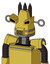 Yellow Droid With Cone Head And Speakers Mouth And Angry Eyes And Three Dark Spikes