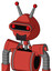 Tomato-Red Droid With Rounded Head And Dark Tooth Mouth And Visor Eye And Double Led Antenna