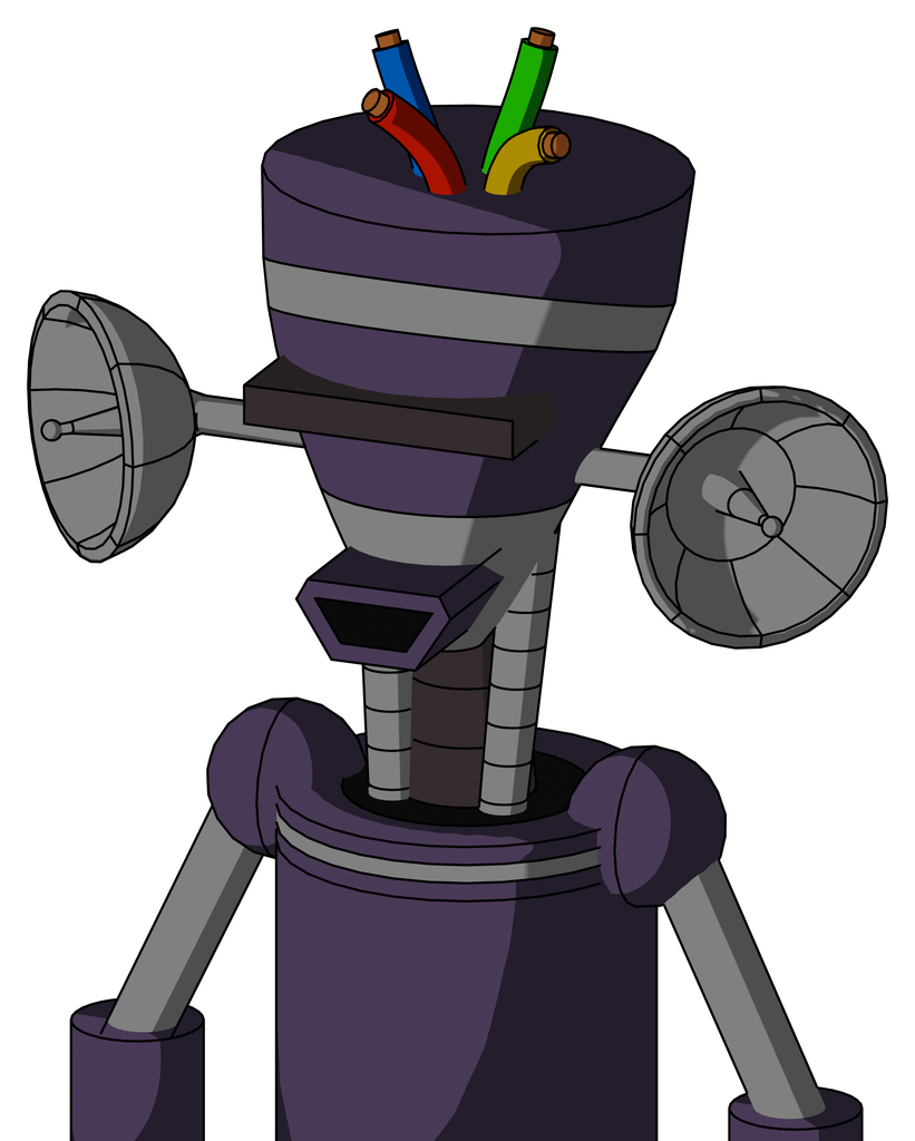 Purple Mech With Vase Head And Happy Mouth And Black Visor Cyclops And Wire Hair