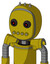 Yellow Automaton With Bubble Head And Pipes Mouth And Black Glowing Red Eyes And Three Spiked
