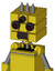 Yellow Droid With Cube Head And Dark Tooth Mouth And Three-Eyed And Three Spiked