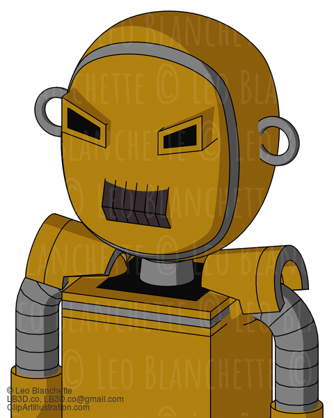 Dark-Yellow Automaton With Bubble Head And Dark Tooth Mouth And Angry Eyes #21947