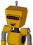Yellow Robot With Box Head And Happy Mouth And Visor Eye And Single Antenna