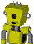 Yellow Robot With Box Head And Round Mouth And Black Cyclops Eye And Three Spiked