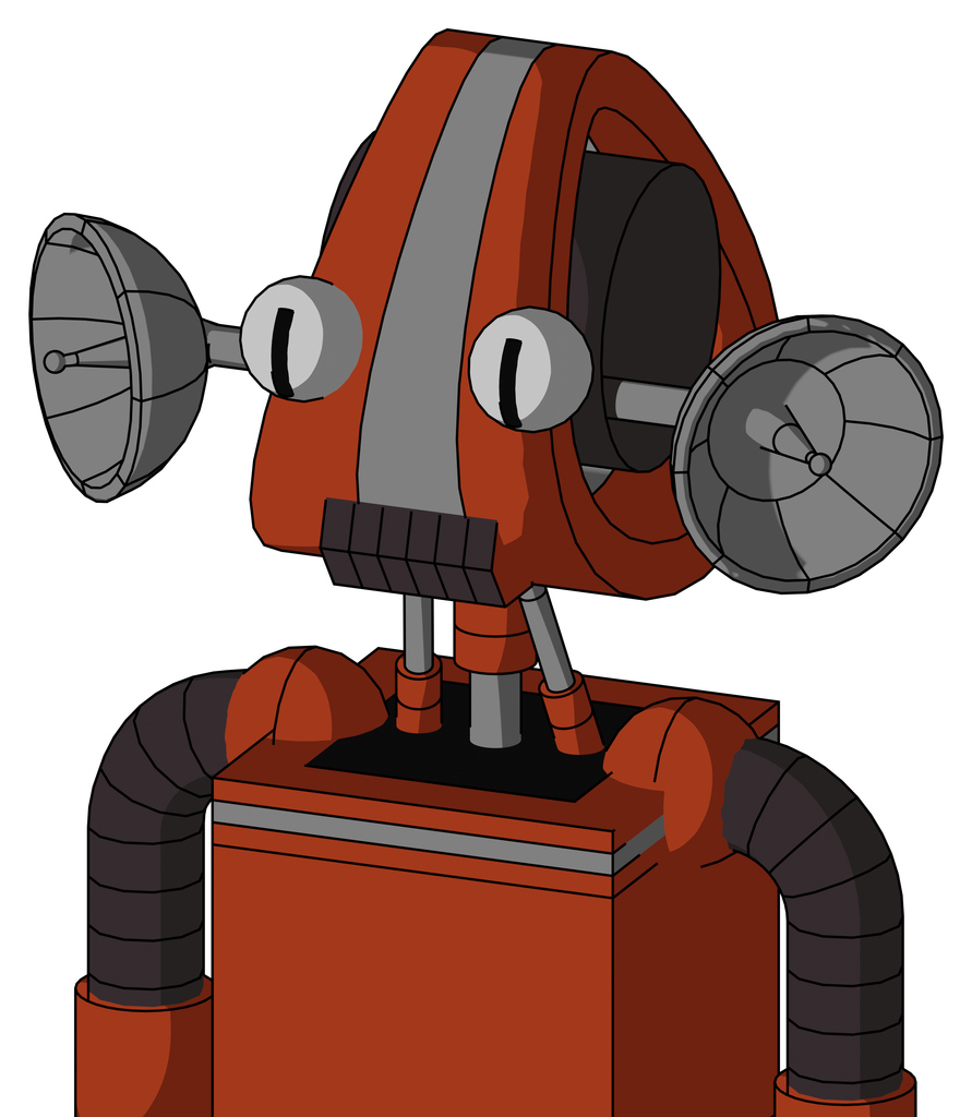 Orange Robot With Droid Head And Dark Tooth Mouth And Two Eyes