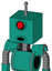 Green Automaton With Box Head And Round Mouth And Cyclops Eye And Single Antenna