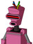 Pink Robot With Cylinder-Conic Head And Round Mouth And Visor Eye And Wire Hair