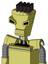 Yellow Robot With Cylinder-Conic Head And Toothy Mouth And Angry Eyes And Pipe Hair