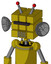 Yellow Automaton With Cube Head And Vent Mouth And Black Visor Cyclops And Double Led Antenna