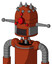 Orange Robot With Dome Head And Dark Tooth Mouth And Cyclops Compound Eyes And Three Spiked