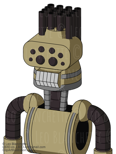 Army-Tan Automaton With Cone Head And Teeth Mouth And Bug Eyes And Pipe Hair #22013